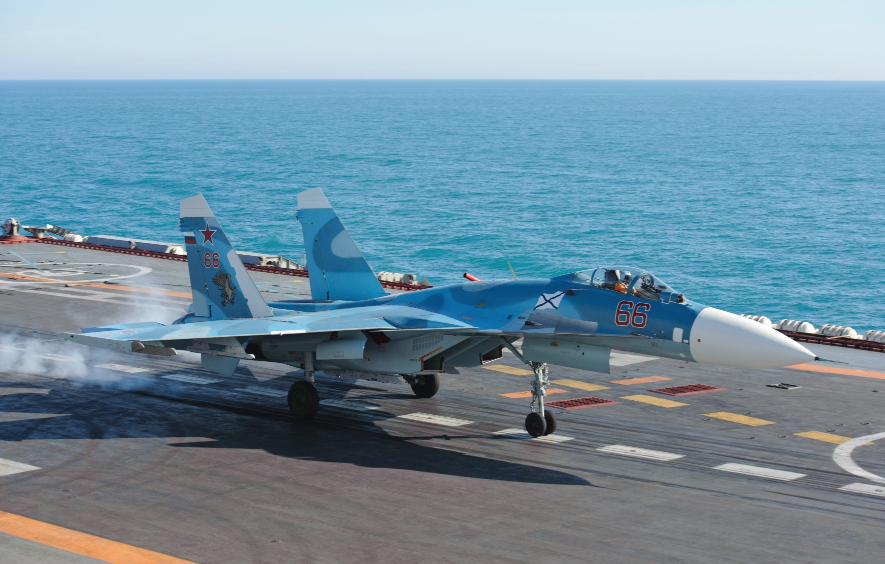 Посадка Су-33 на палубу авиносца РФ Адмирал Кузнецов