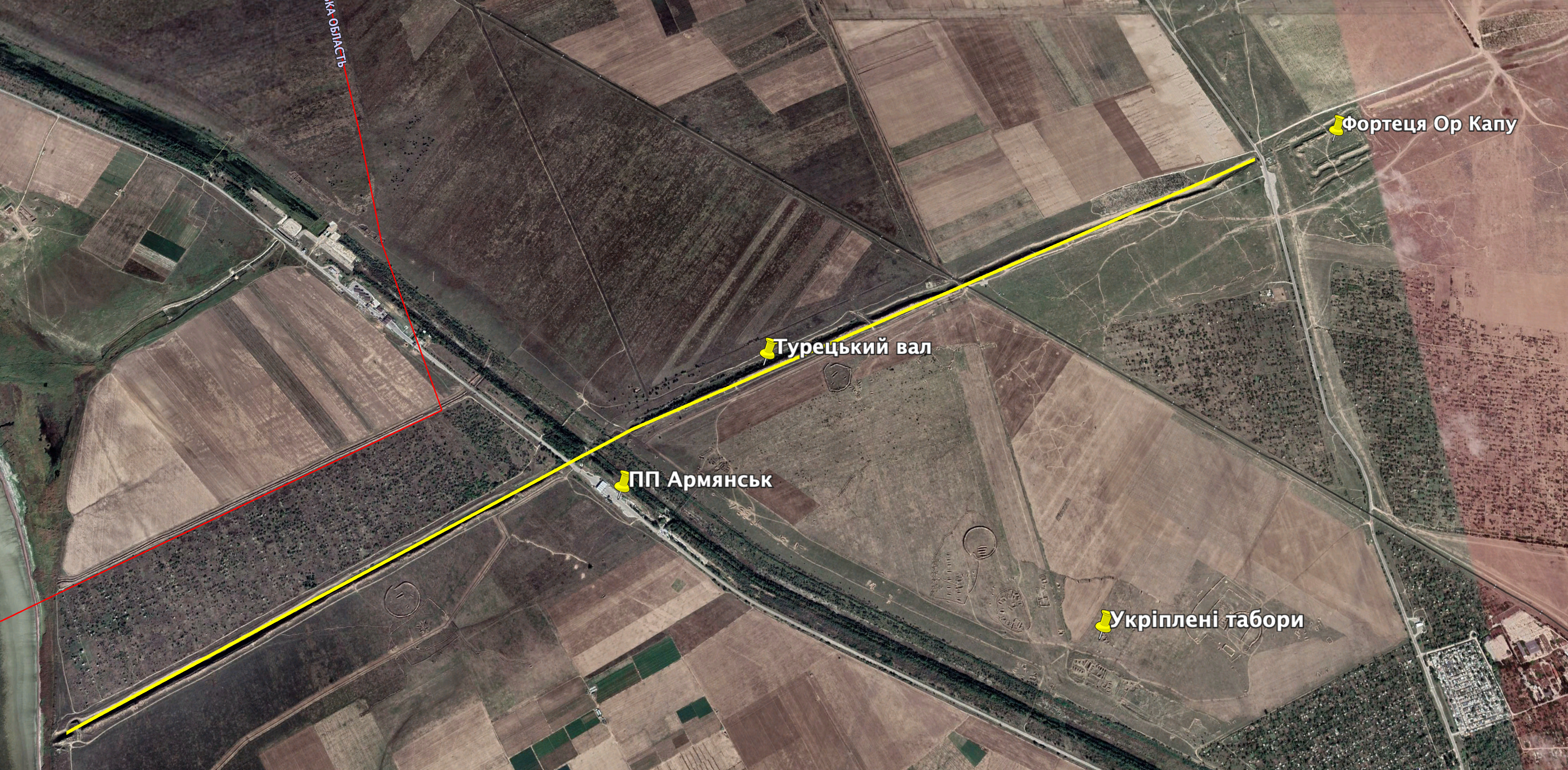 Перекопський укріпрайон ЗС РФ Фото: Google Earth 