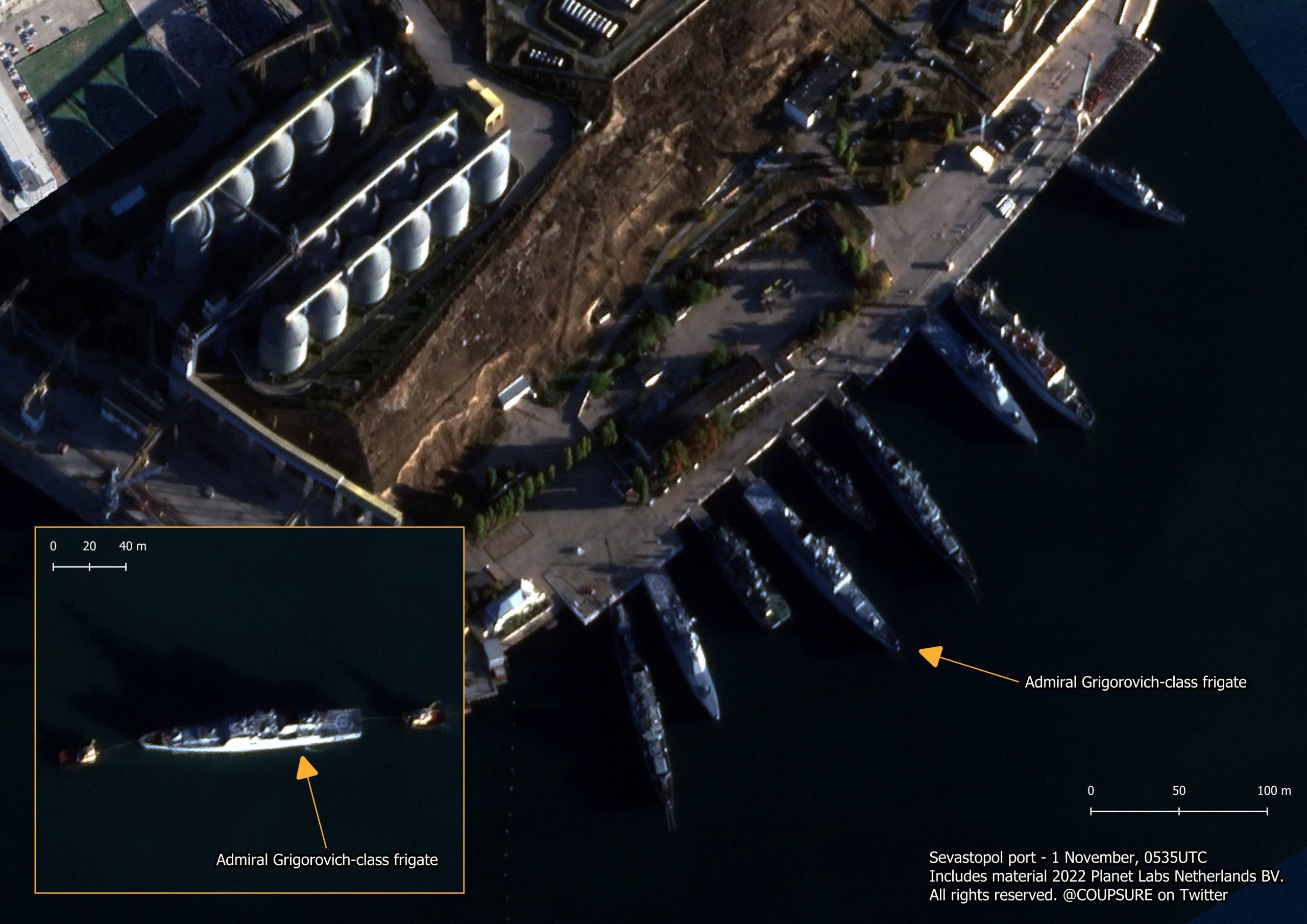 Супутниковий знімок Севастопольської бухти, 1 листопада 2022 Фото: Benjamin Pittet
