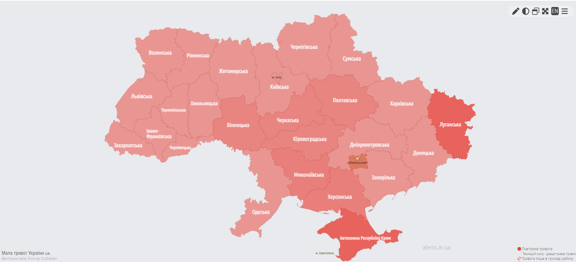 карта тревог