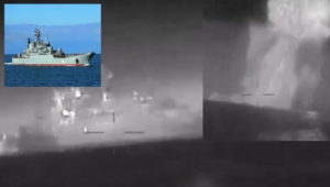 ГУР атакувала ударними морськими дронами Magura V5 ВДК «Цезар Куніков» поблизу берегів Криму