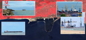 Судна, зафіксовані в порту Маріуполя в травні-червні 2024 р.  Джерело фото: супутник Sentinel-2, соцмережі. Колаж: investigator.org. .ua