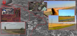 Ділянка трубопроводів від Маріуполя до Бердянська. Літо 2024 р. Фото: соцмережі, супутник Sentinel-2 Колаж:investigator.org.ua