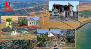 Орієнтовний район роботи ворожого ППО  і постраждалі будівлі від уламків російських ракет у м. Приморськ Запорізької області. 05.07.2024 р. Джерело фото: соцмережі Колаж: investigator.org.ua