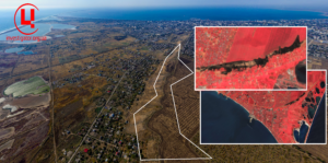 Місце ураження ЗРК С-300 у Бердянську на панорамному фото і супутникових знімках від 29.07.2024 р. Фото: Google Street View, супутник Sentinel-2. Колаж: investigator.org.ua