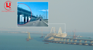 Будівництво в Керченській протоці і, ймовірно, нова вежа для ППО. Фото: соцмережі. Колаж: investigator.org.ua