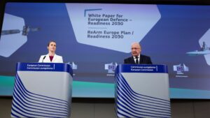 У Брюсселі Європейська комісія презентує Білу книгу про майбутнє європейської оборони, 19 березня 2025 р. . REUTERS/Yves Herman