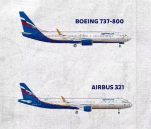 Росія прагне отримати, наприклад, запчастини для Boeing 737-800 та Airbus 321. Finnair також використовує літаки Airbus 321. Зображення: Getty images, kuvankäsittely: