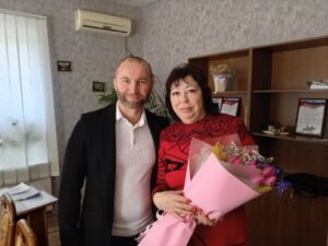 Гауляйтер Каховки Павел Філіпчук і колаборантка Ольга Ведмедовська