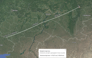 Відстань між Єкатеринбургом та державним кордоном України за даними Google Maps