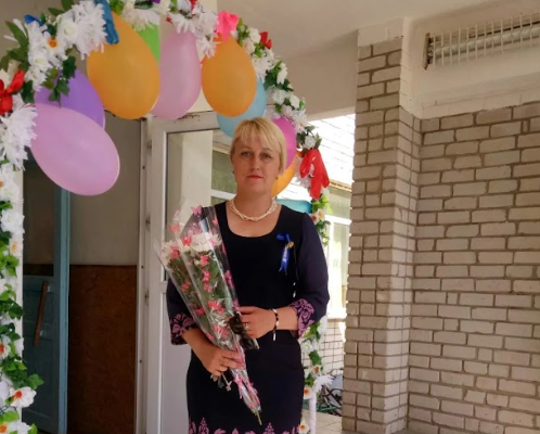 Людмила Сорокун, директорка окупаційної школи Новокиївки, 2019 рік. Фото з соцмереж