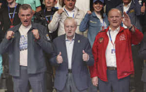Голова ЛДПР Леонід Слуцкій, голова СР Сєргєй Міронов, голова КПРФ Геннадій Зюганов. Фото: spravedlivo.ru
